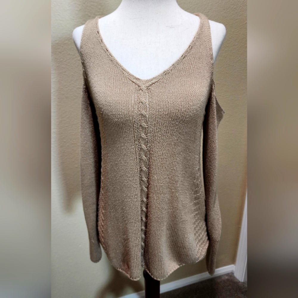 ANGL Cold Shoulder Knit Sweater, Size S/M